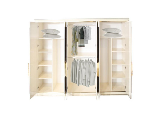 Wardrobe Wardrobe Wood Luxury Cabinets Beige Gold Bedroom Big
