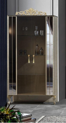Display case Wardrobe Showcases Wood Luxury Classic Mirror Dining room Beige