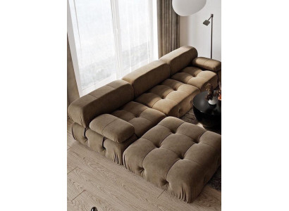 Couch Living landscape Corner sofa Suite Modern Design Sofa Textile Brown L-shape