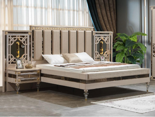 Elite modern style bedroom furniture with bedside tables and wardrobe