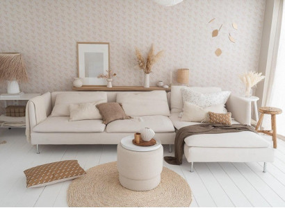 Corner sofa L-shape Couch Living landscape Suite Design Modern Sofa Wood White