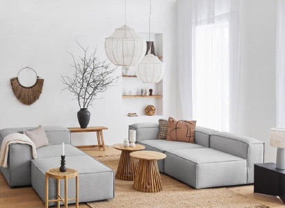 Sofas Textile Upholstery Sofas Fabric Sofas 3 Seater Living room Gray Country House Style