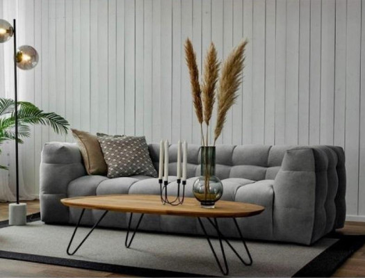 Sofa Chesterfield 3 Seater Upholstery Couch Antique Style Couches Textile Fabric Sofa