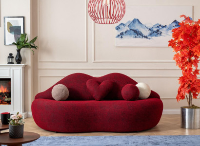 Lips 3 Seater Designer Sofa Couch Upholstery Sofas Couches Textile Red