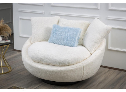 Armchair Polyester for Living room material Wood Textile White Modern