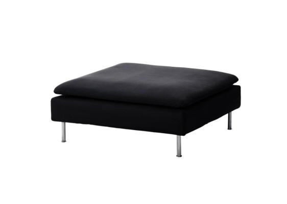 Large Footstool 93x93cm Soft Design Stool Luxury Stool Fabric Black