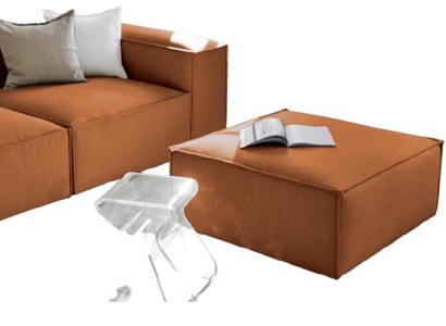 Large Footstool 80x80cm Soft Design Stool Luxury Stool Fabric Orange
