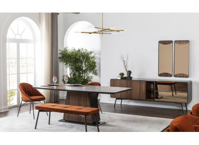 Dining set Dining room Dining table Chairs Sideboard Set 10pcs Wood Brown new