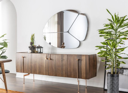 Sideboard Chest of drawers Sideboard Mirror Wood Brown Sideboard Cabinets Set 2pcs.