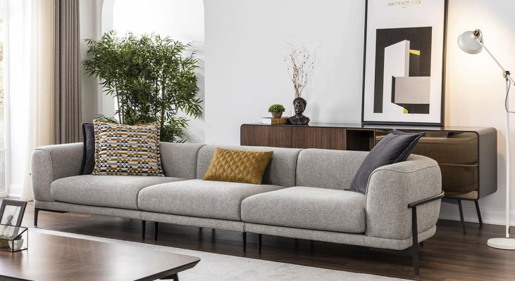Three Seater Sofa 3 Seater Fabric Sofa Sofas Modern Gray Fabric Couch new