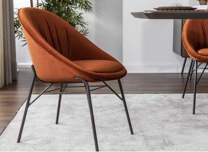 Suite Dining room chair Kitchen chair Recliner Chairs 6pcs Fabric Orange