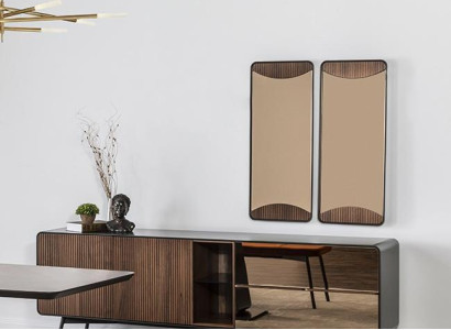 Sideboard Chest of drawers Sideboard Mirror Wood Modern Brown Set Suite