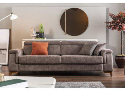 Three Seater Sofa 3 Seater Fabric Sofa Sofas Gray Fabric with Bed function