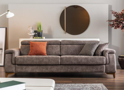 Three Seater Sofa 3 Seater Fabric Sofa Sofas Gray Fabric with Bed function