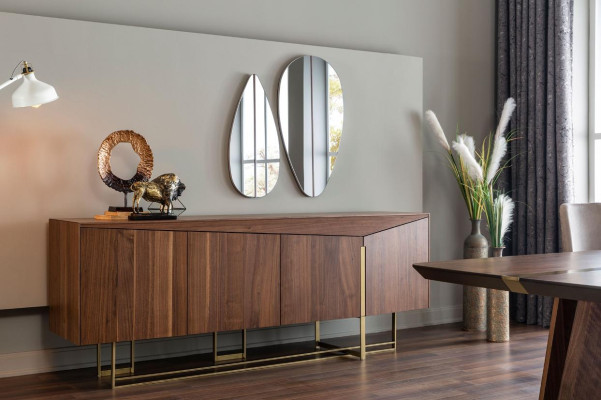 Sideboard Chest of drawers Sideboard Mirror Wood Brown Dining room Cabinets Set