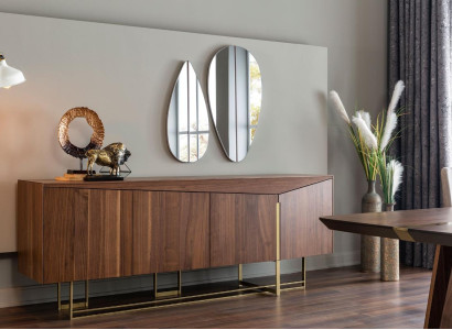Sideboard Chest of drawers Sideboard Mirror Wood Brown Dining room Cabinets Set