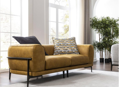 Modern Two-seater Sofa 2 Seater Sofas Modern Yellow Imitation leather Couch Design