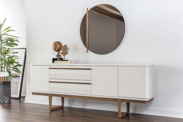 Sideboard Chest of drawers Sideboard Mirror Wood Dining room Cabinets Set White