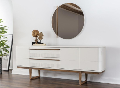 Sideboard Chest of drawers Sideboard Mirror Wood Dining room Cabinets Set White