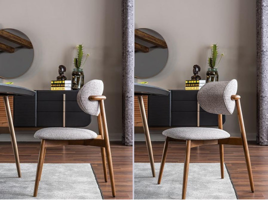 Dining room chair set 4-piece kitchen chair Chairs without Armrests Fabric Gray