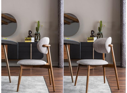 Dining room chair set 4-piece kitchen chair Chairs without Armrests Fabric Gray