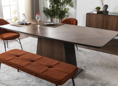 Dining table Dining room table Table Dining room Dining area Wood Modern Brown Tables