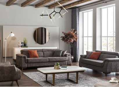 Sofa set 321 Seater Fabric Sofa Sofa Fabric Armchair Gray Bed function