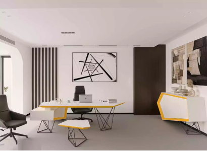 Study room office Corner desk Coffee table Sideboard Modern White