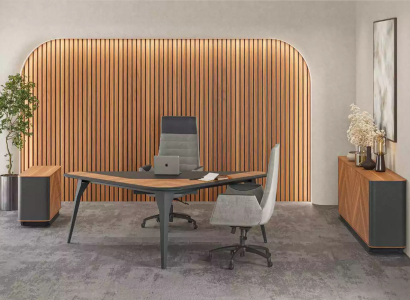 Study room Office Desk Chest of drawers Sideboard Modern Wood Brown