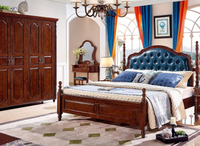 Bedroom Set 4 pcs Classic Bed +2x Bedside tables Wardrobe