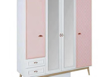 Wardrobe Modern Wood Wooden Cabinet Youth Room Shelf Wardrobe Girls Pink