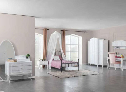Suite Set Bed Bedside table Chest of drawers Bedroom Youth room 6 pieces. Furniture