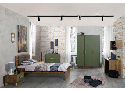 Youth room Childrens room Complete single bed Wardrobe Chest of drawers Design 5pcs