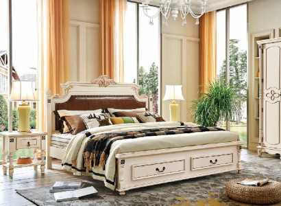 Bed Upholstery Design Luxury Double Hotel Beds Bedroom Baroque Wood Furniture new