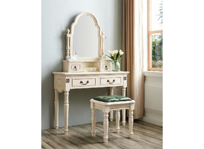 Set dressing table cosmetic table dressing table with mirror and stool wood 2 pieces.