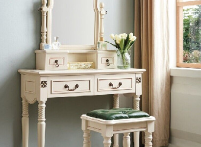 Set dressing table cosmetic table dressing table with mirror and stool wood 2 pieces.