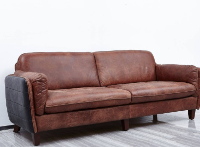 Luxury Vintage 3+2 Seater Genuine leather Furniture Living room Sofa Suite Loft Sets