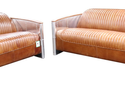 Luxury Vintage Aluminum Leather Sofa set Metal Furniture Couches Sofas Upholstery