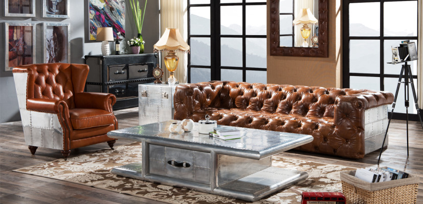 Leather Sofa Sofa 3 Seater Vintage Leather Furniture Three Seater Couch Aluminum Couches