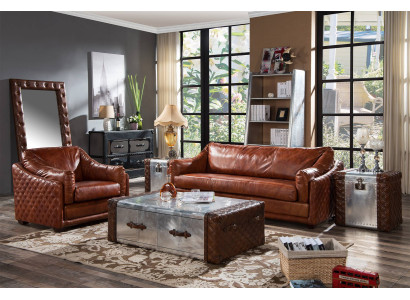 Chesterfield Sofa 3 Seat Chesterfield Brown Vintage Leather Furniture Style Three Seater