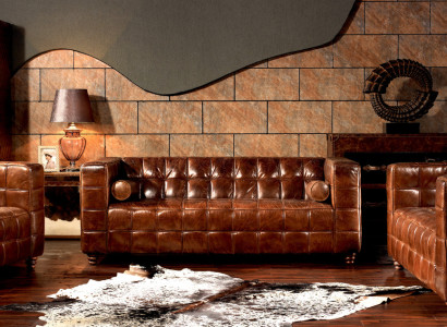 Classic Genuine leather Couch Upholstery Sofa set Seat Sets Couches 3pcs new