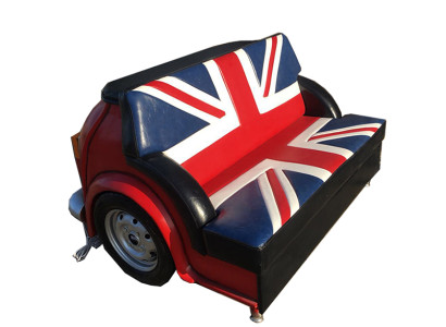 Retro Union Jack Sofa Car Furniture Garage Auto Sofa Couch Upholstery Two-seater