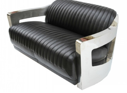 Leather Sofa Three Seater Couch Sofa Aviator Airplane Aluminum Furniture Vintage