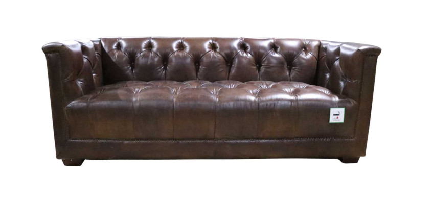 Sofa 3 Seater Chesterfield 3-Seater Vintage Brown Shabby Leather Sofa