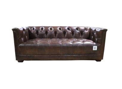 Sofa 3 Seater Chesterfield 3-Seater Vintage Brown Shabby Leather Sofa