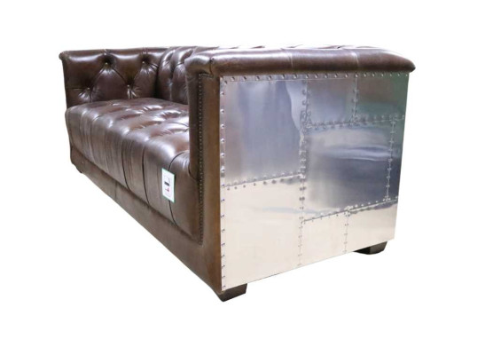 Sofa 3 Seater Chesterfield 3-Seater Vintage Brown Shabby Leather Sofa