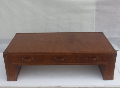 Coffee table Living room table Chest Side table in Vintage Table 147x85cm Leather