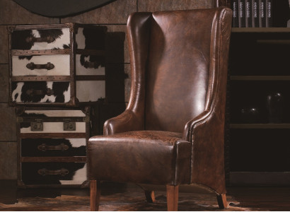 Genuine leather relaxation chair Vintage Cigar leather chair Armchair Leather wing chair TV
