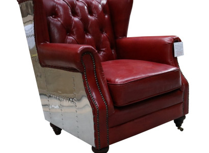 Wing chair Genuine leather Vintage Chesterfield Leather TV chair Leather chair new