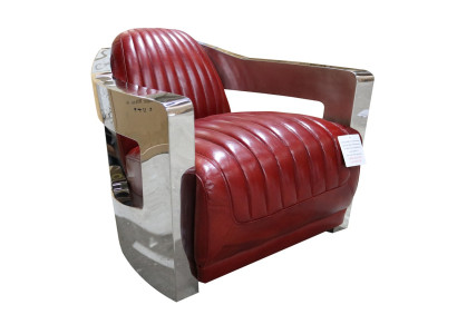 Vintage leather armchair red genuine leather retro armchair design club chair aviator